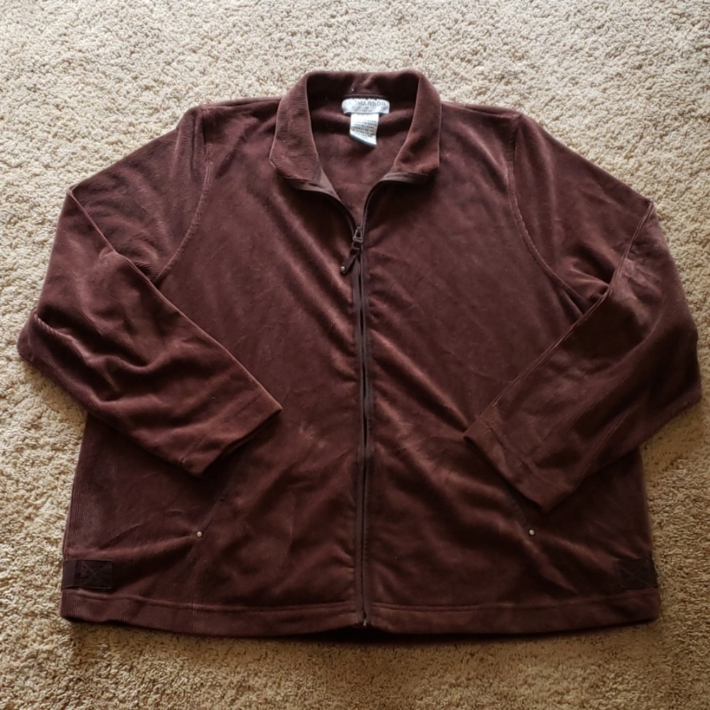Sag harbor womens brown full zip 1x